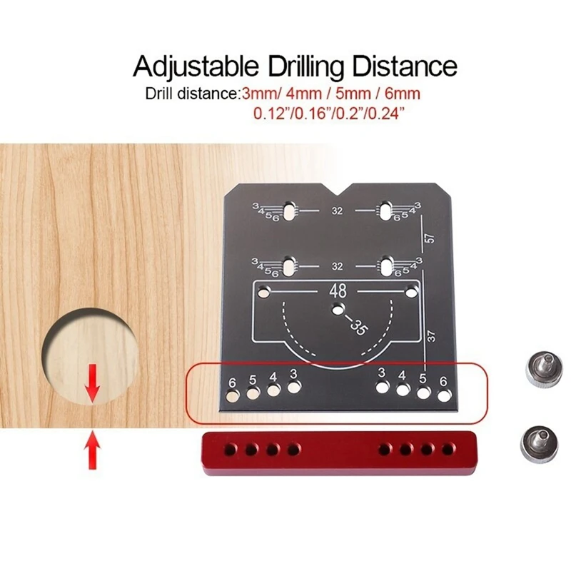 Woodworking Concealed Hinge Jig Kit Aluminium Alloy 35Mm Hinge Hole Template Jig For Door Cabinets Hinges Mounting