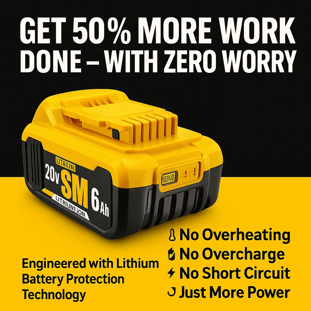 

20V 6.0Ah MAX rechargeable lithium-ion batterycan replace Dewalt 18/20V batterysuitable for Dewalt tool DCF850 DCD796DCF922