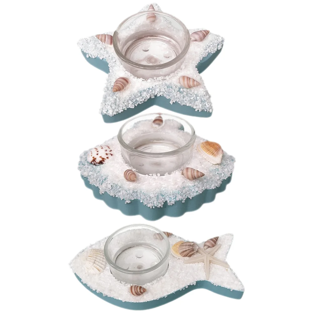 

3Pcs Mediterranean Style Holder Unique Handmade Nautical Decorative Tealight Candlestick for Home Decor