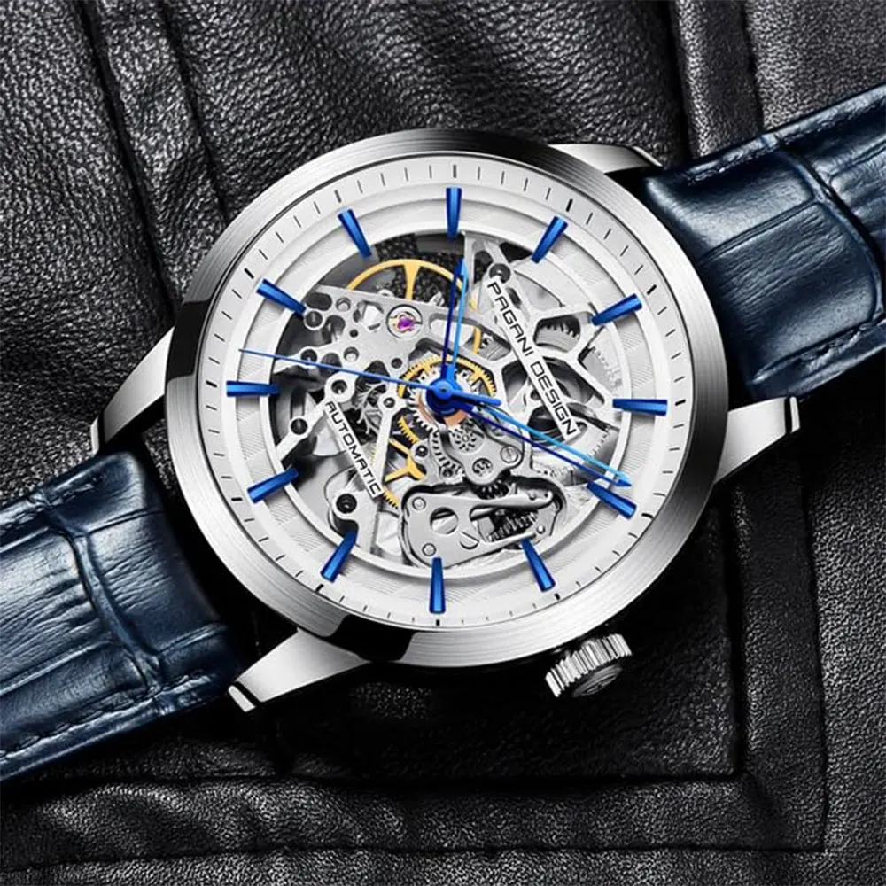 

Hollow Men Watch PAGANI DESIGN 3Bar Waterproof Leather Watch for Men 43mm Automatic Wristwatch Top Brand Mechanical Watches Man