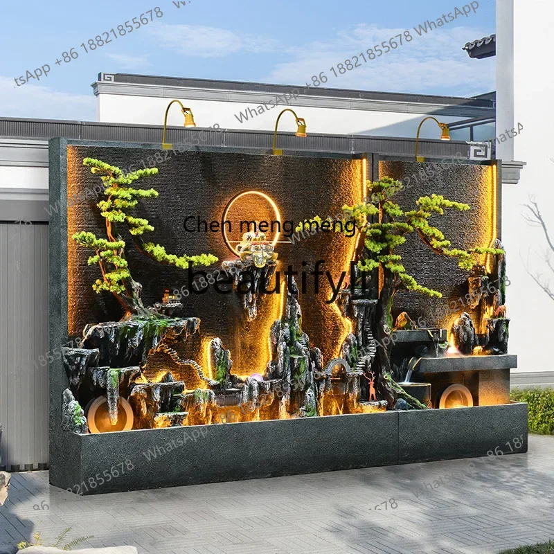 cc182R Outdoor courtyard water curtain wall rockery circulating water floor fountain water feature ornament