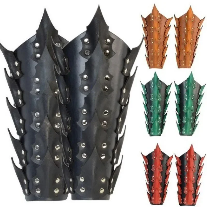 

Medieval Armor Arm Guard Cuff Leather Scale Bracer Pirate Viking Warrior Gothic Knight Costume Men Women Celtic King Gauntlet