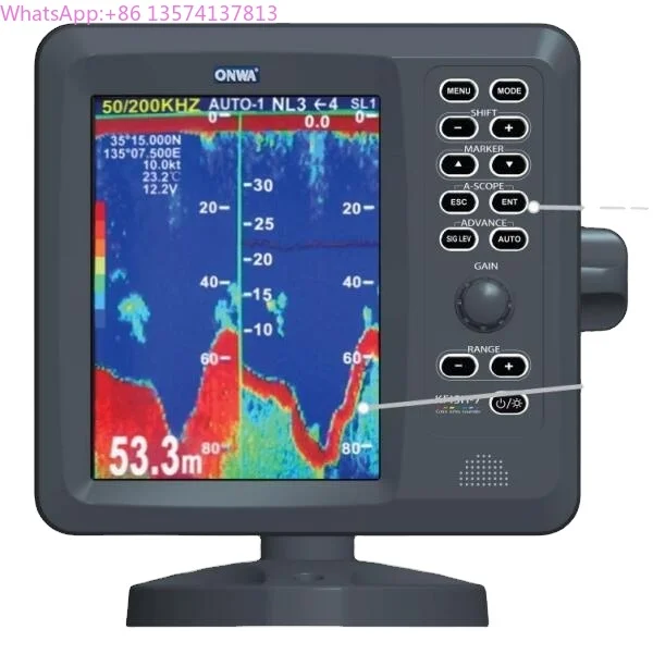 Marine 7 Color TFT LCD Fish Finder With Dual Frequency KFish-7 7 INCH COLOR DISPLAY with Bronze (Plastic) Transducer
