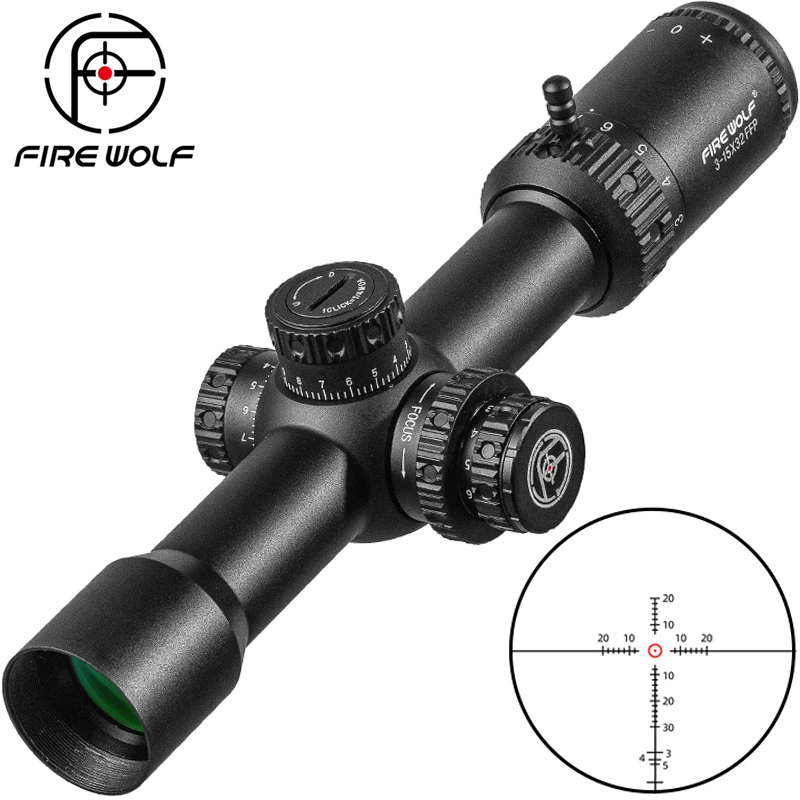 

FIRE WOLF 3-15x32 FFP First Focal Plane Scope Tactical Hunting Riflescope Luneta Parallax Adj Turret Lock Reset Sights.308