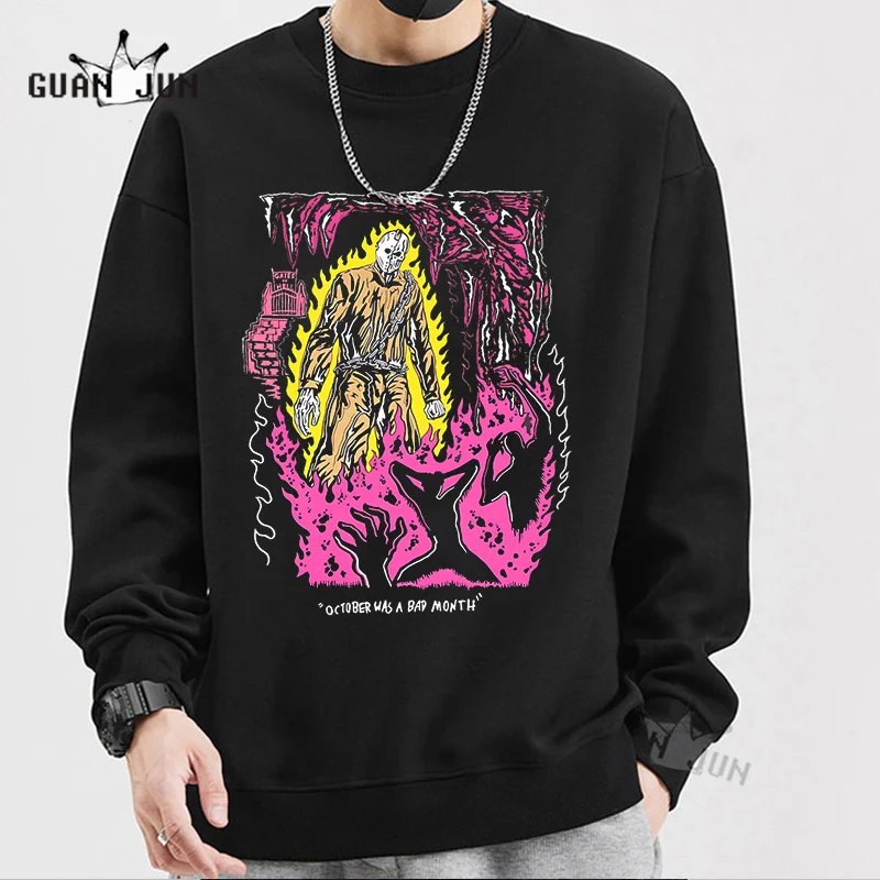 Horror Movie Killer Graphic sweatshirt  Women/Men Streetwear O-neck Hip Hop hoodies Gothic Tops Oversized 100% Cotton hooded