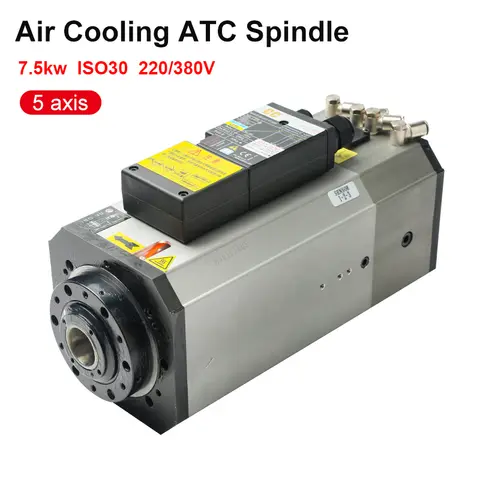 CNC ATC 스핀들 모터, ISO30 자동 공구 변경, 공랭식 스핀들, CNC 조각 밀링 기계용, 220V, 380V, 7.5kw