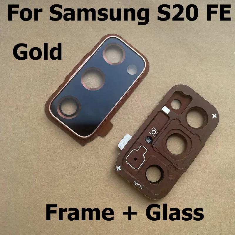 New For Samsung Galaxy S20 FE Back Camera Glass Rear Lens Cover With Frame Glue Sticker Adhesive