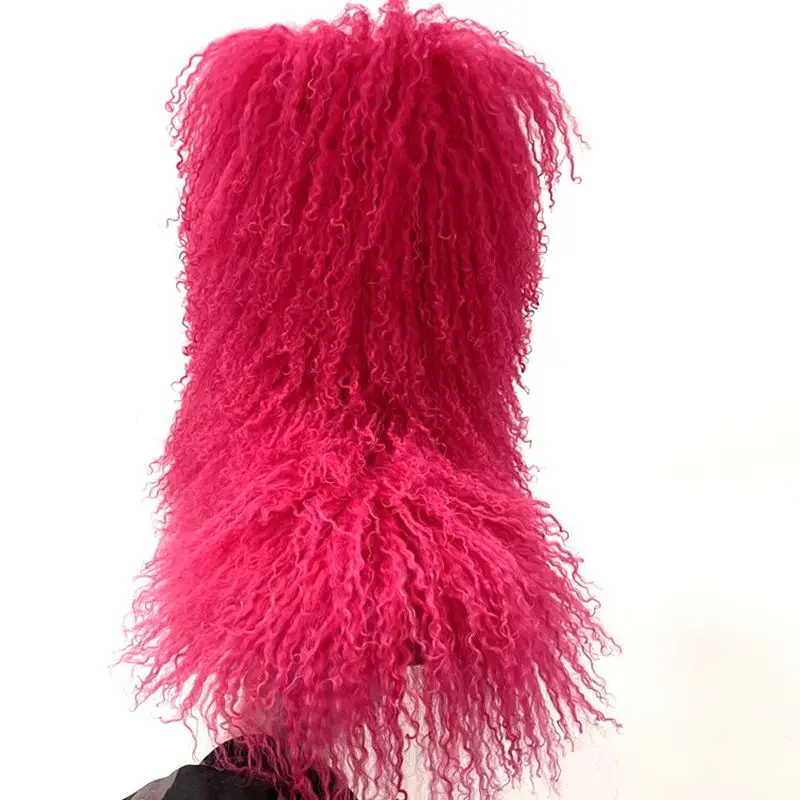 2024 Popular Factory price Winter  Pink  Real Mongolian Fur  Snow  Boots   Outdoor Fashion boots