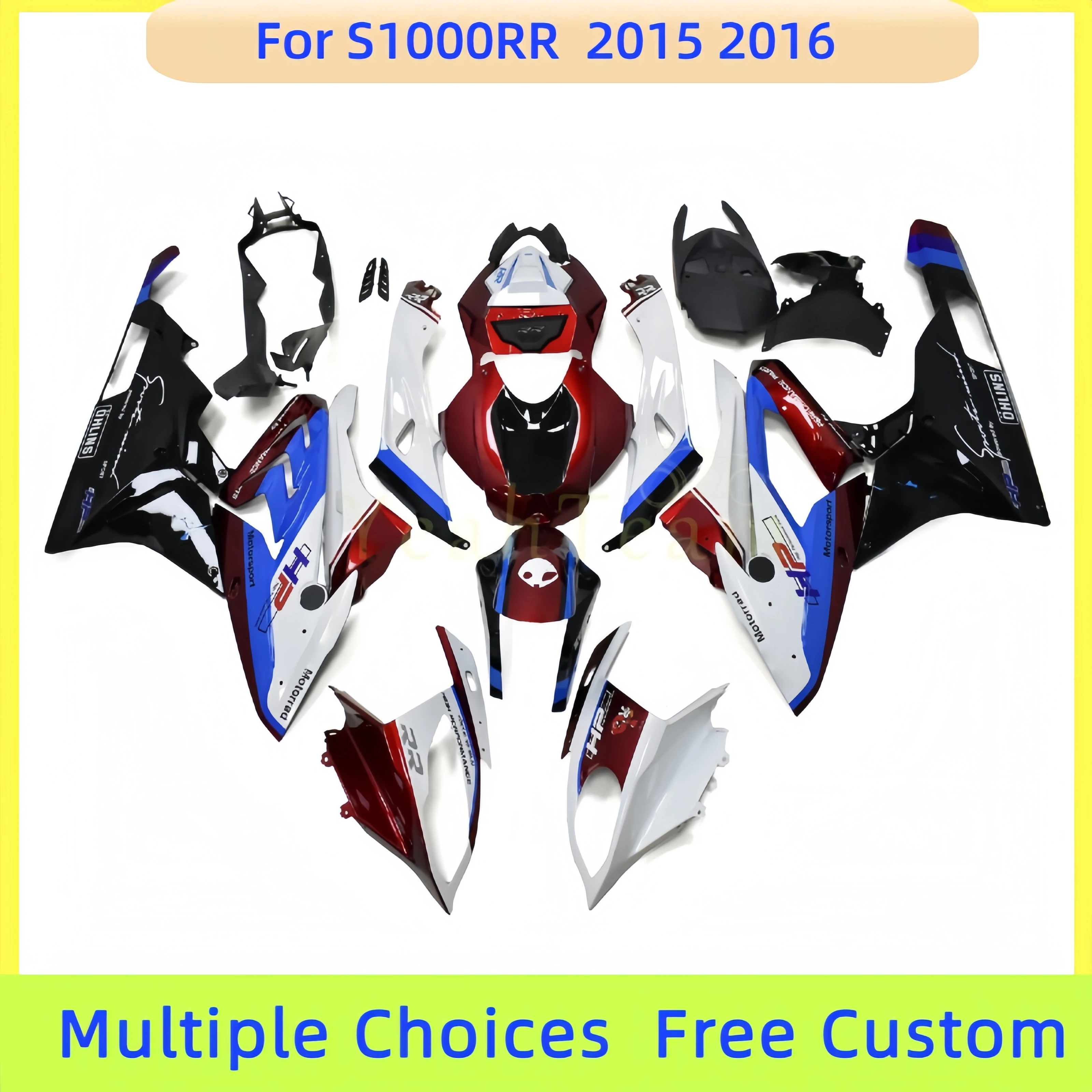 オートバイのインジェクションフェアリングキット,ボディ保護カバー,赤,青,白,黒,BMW 2015, 2016,s1000rrに適しています