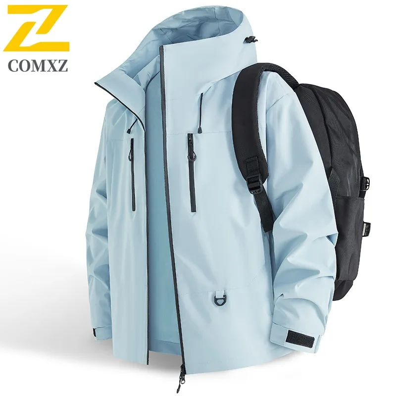 

COMXZ Luxury Men Jacket Hooded Outdoor Camping Windproof Motorcyclist Jackets Zipper Decoration Comfortable Autumn Coat