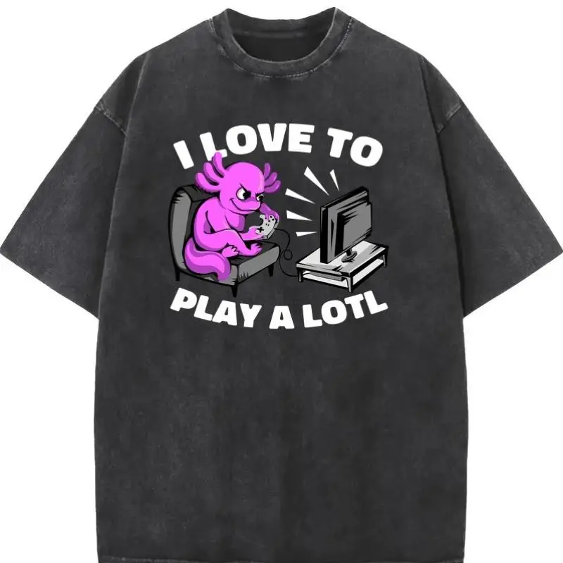 

"Funny Gaming Axolotl T-Shirt for Women | 'Play A Lotl' Gamer Graphic Tee | Vintage Washed Video Game Lover Gift"