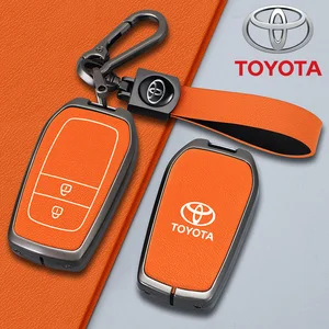 Neue Lederkoffer Kartonabdeckung für Toyota Land Cruiser 200 300 Prado Crown TLK 200 Yaris Cruz Hilux Innova Fortuner Camry 55 10 Hauptverkaufsschlüsselabdeckung Hilux Leder - №7