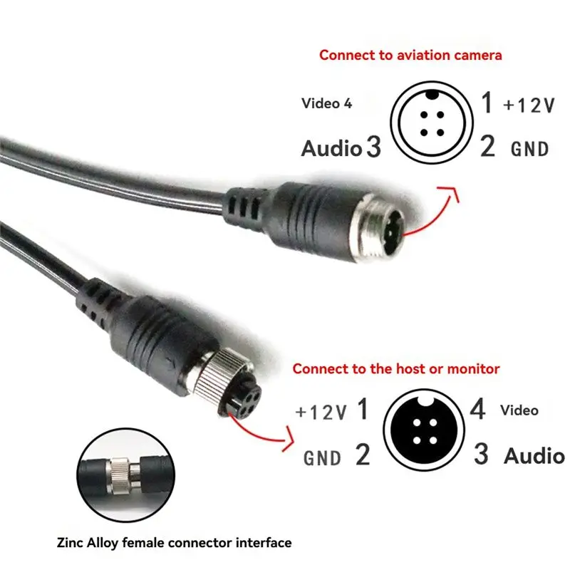 A29F- 4Pin Aviation Cable Camera Extension Wire For CCTV Camera System Mobile Car Surveillance DVR 10M