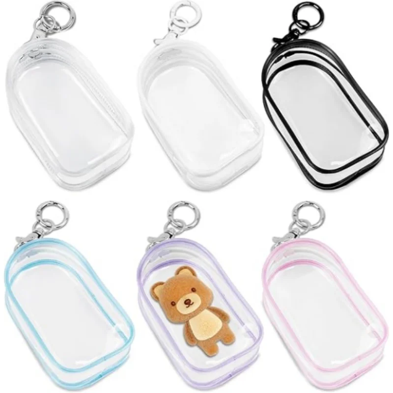 Clear Case Organizer for 15-17CM Plush Dolls - Anti-Scratch Display Bag with Keychain Durable Travel Storage Box Accessories