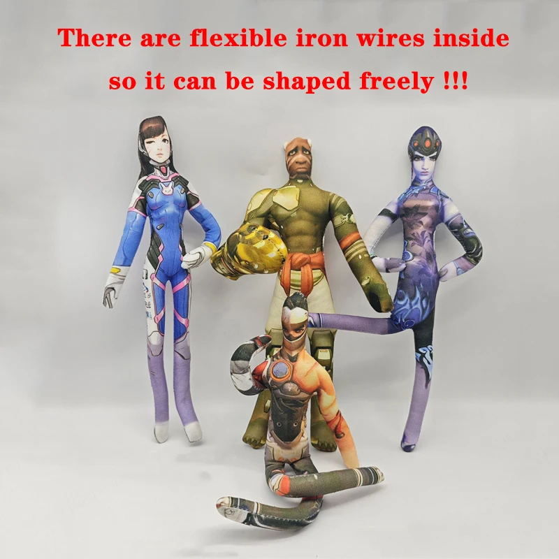 26cm Various Postures Flexible Body Wire Anime Game Overwatch D.Va / Doomfist / Genji / Widowmaker Plush Toy Figure Plushie Doll