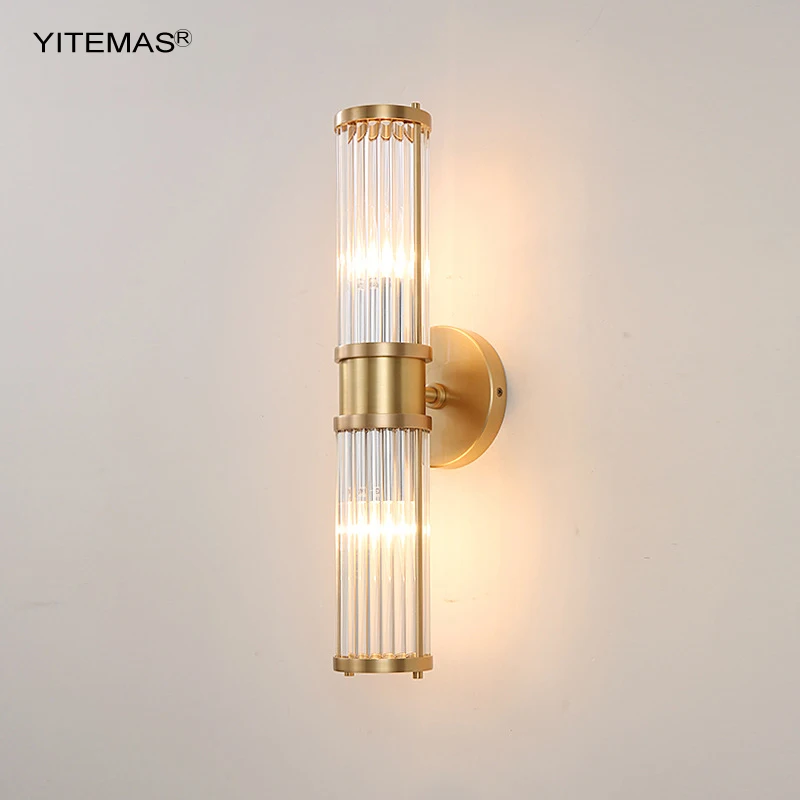 

Interior Mirror Wall Lamp Stairs Wall Sconce Glass Copper Wall lights For Bedroom Living Room Staircase Decorative Bedside Light