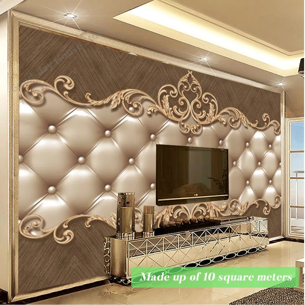 Brown Luxury Living Room Sofa TV Background papel de parede Modern Wall Paper Bedroom Kitchen Non Woven Wallpaper Large Mural