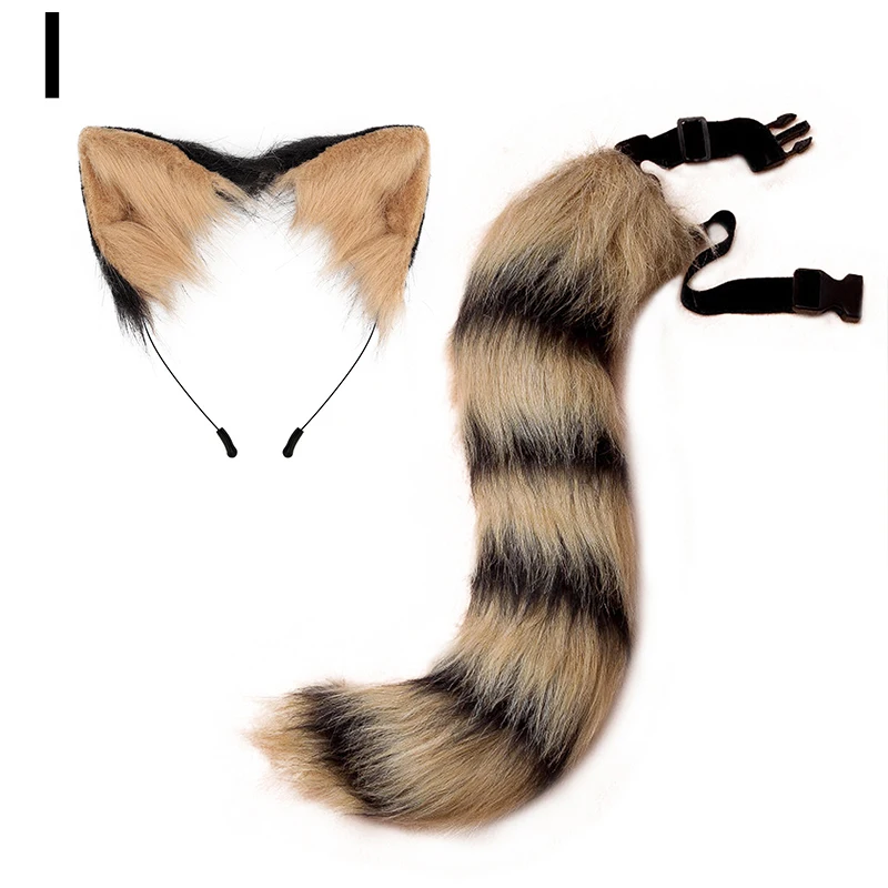 Neue Fuchs Katzen ohren Kopf bedeckung flauschige Tierohren Stirnband Ohren Haar Reifen Schwanz Set für Halloween Party Cosplay Accessoires Kleid