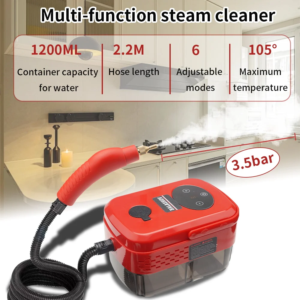 Steam Cleaner High Temperature Pressurized Handheld Steam Cleaning Machine with Brush Heads for Kitchen Furniture Bathroom Car