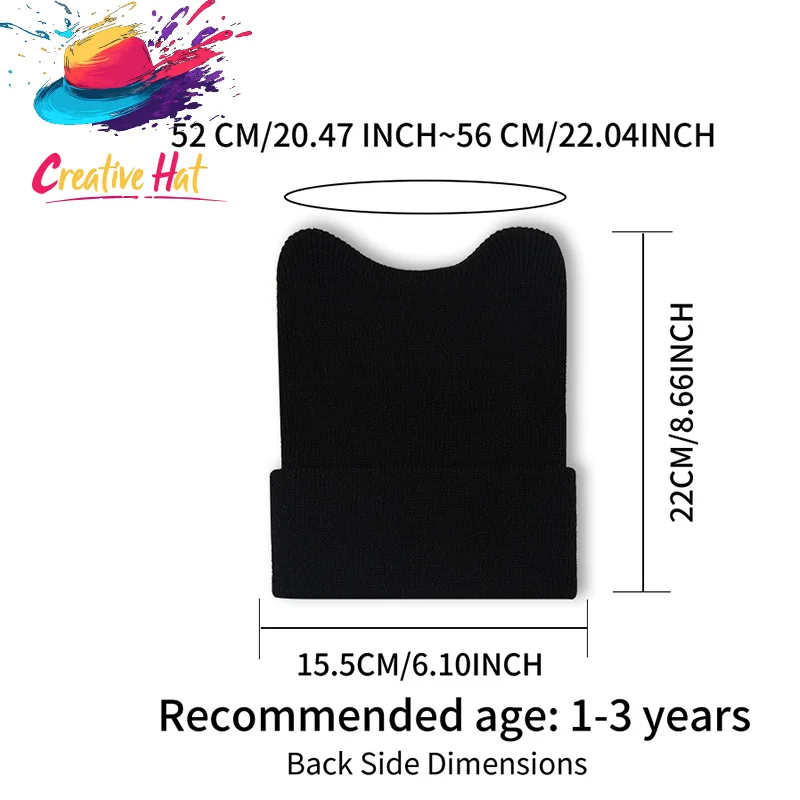 1‑3 Years Toddler Cat Ear Knit Cold Hat Game Block Pixel Character Print Kids Cute Knitted Beanie For Boys Girls view 3