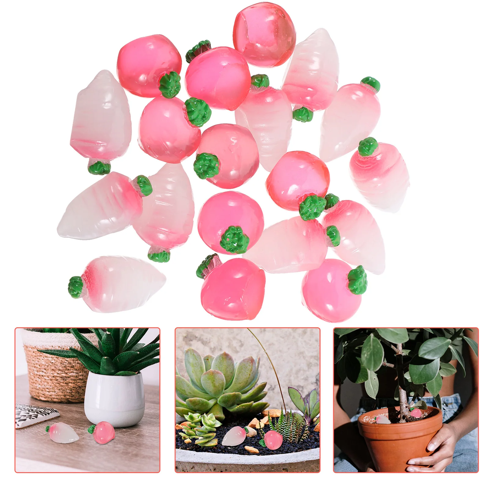 20pcs Night Light Vegetable Mini Resin Garden Decor Glow In Dark Ornament For Home Bonsai Micro Landscape Decoration