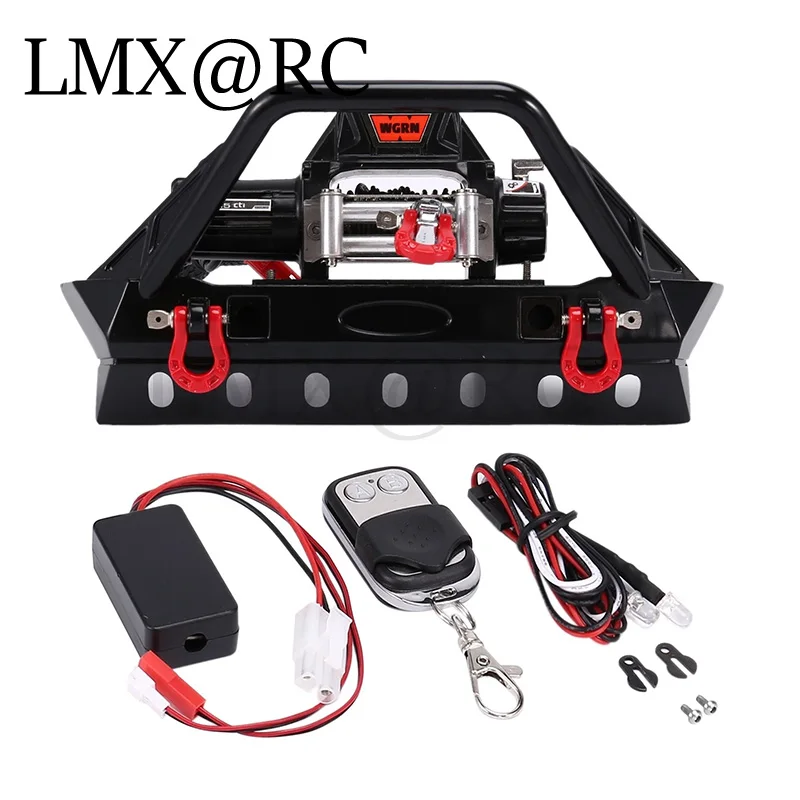 Metal Front Bumper With Winch LED Light For Axial SCX10 SCX10 II III Traxxas TRX-4 TRX4 1/10 RC Crawler Car Upgrade Parts