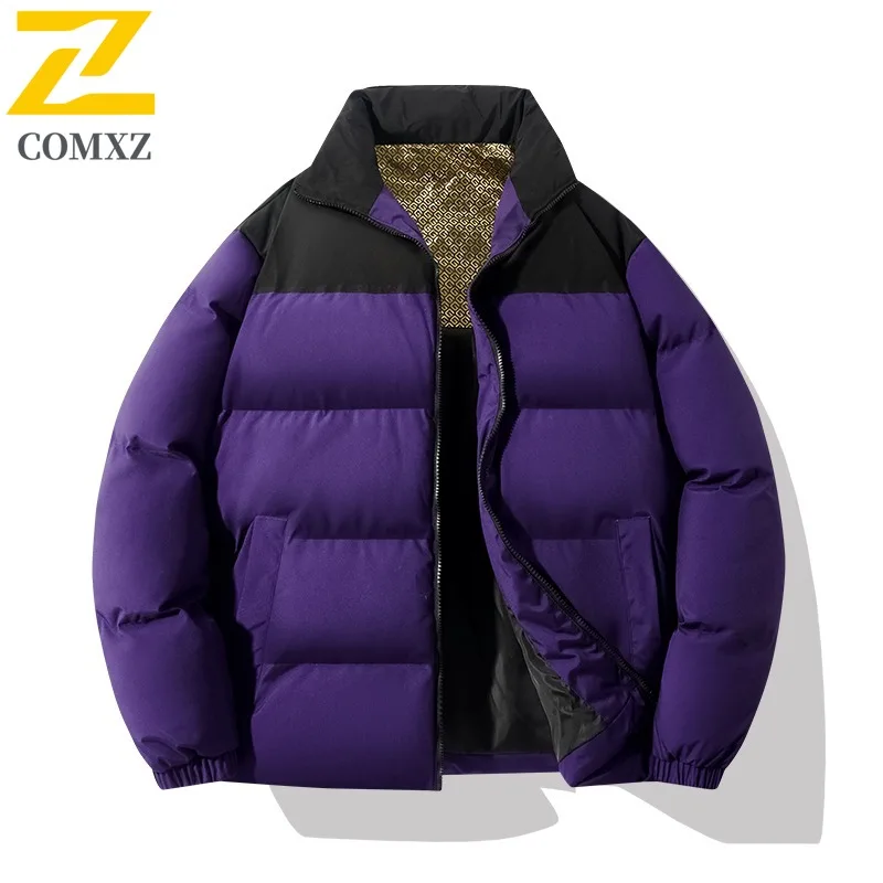 COMXZ سترة مبطنة بالقطن الدافئة سميكة وسيم الوقوف طوق السفر الفاخرة الحشو الكلاسيكية العمل الباردة والدليل على الرجال الشتاء سترة