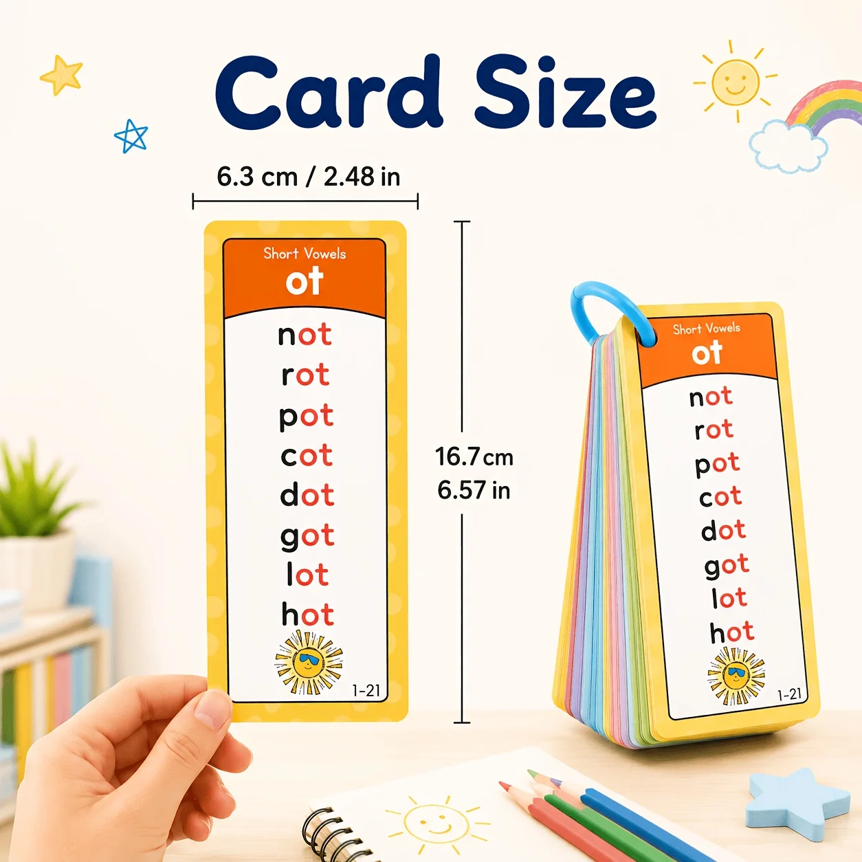 60pc Phonics English Flashcard, 936 Word Visual Spelling Card, 117Vowel, to Improve English Spelling Ability, Reading Foundation