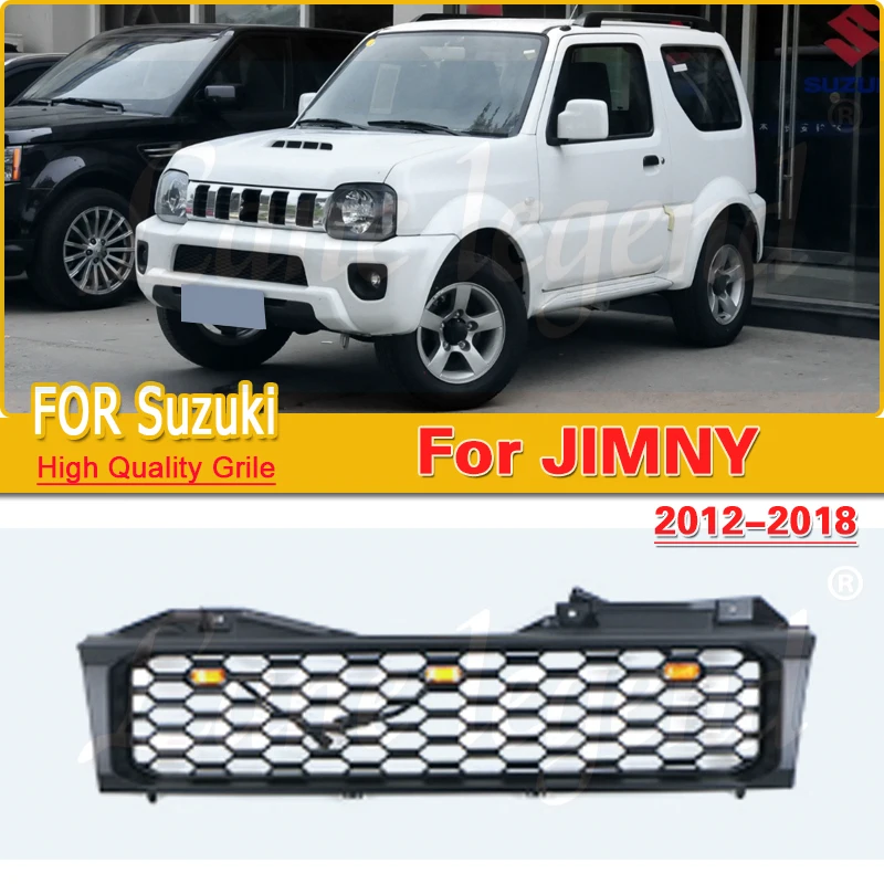 

Front Grill Racing with LED Lamps for Suzuki Jimny 2012-2018 Car Grille Mesh Black Grille Cover Accessories Radiator Grille