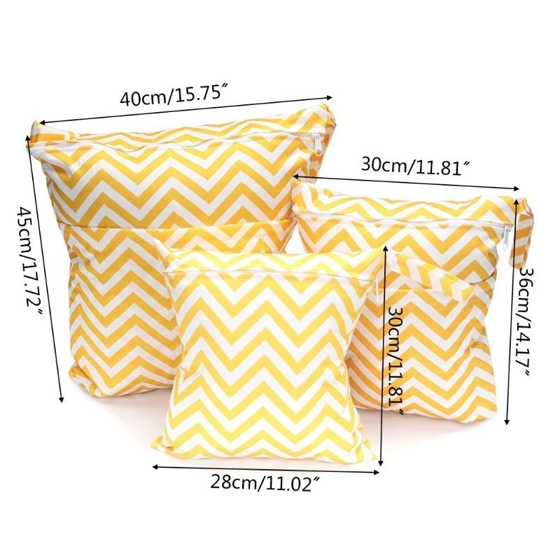 J15U 3 قطعة/المجموعة الطفل حقيبة حفاضات مطبوعة بولي TPU مقاوم للماء الحفاض مزدوجة سستة حقيبة يد عربة تحمل حزمة تخزين الجيب