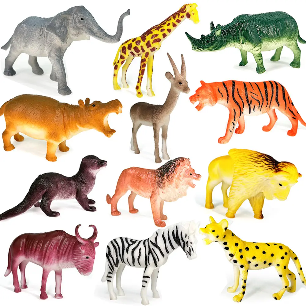 Simulation Wild Animals Model Lion Tiger Giraffe Elephant zebra leopard Action Figures Solid PVC Figurines Toy For Kids Gifts