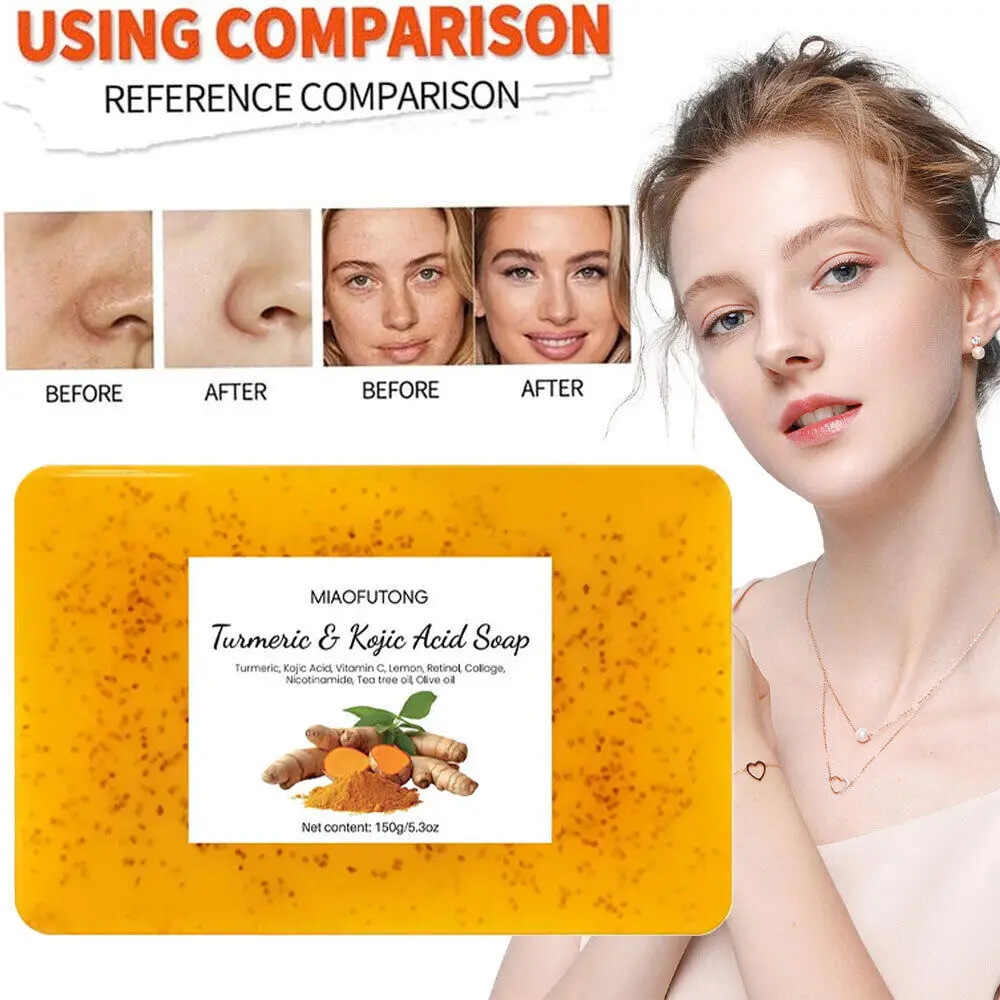 1/2pcs Turmeric Kojic Acid Brightening Soap Skin Whitening /Dark Spots Lightening Acne