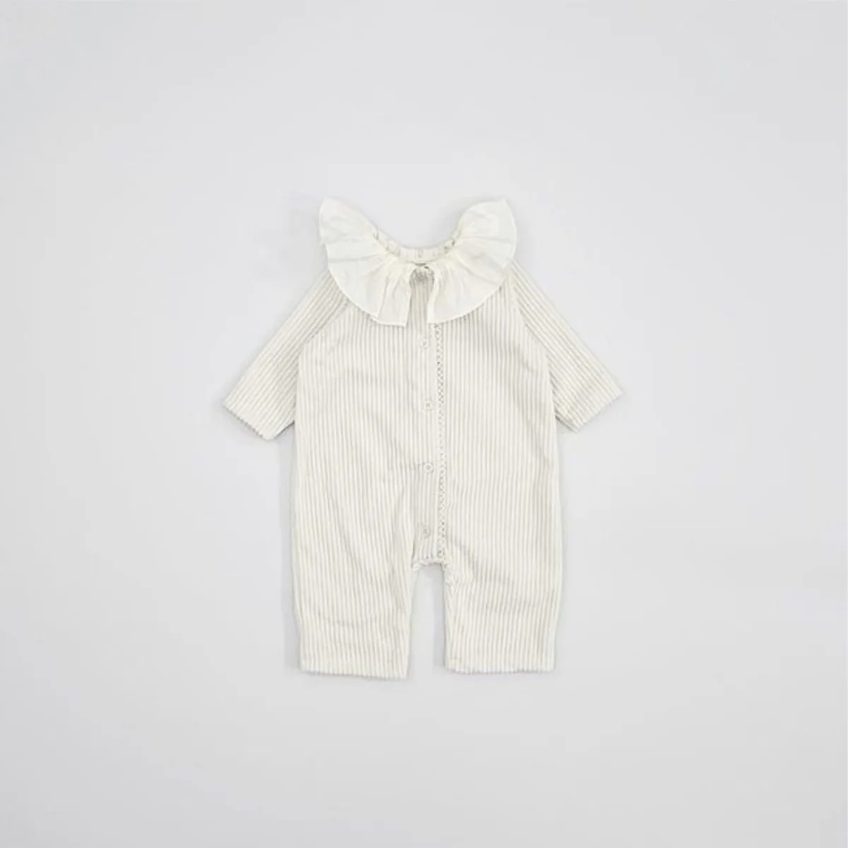 2026 Autumn New Baby Girl Cute Lace Collar Romper Cotton Infant Long Sleeve Princess Jumpsuit Solid Newborn Clothes 0-24M 5