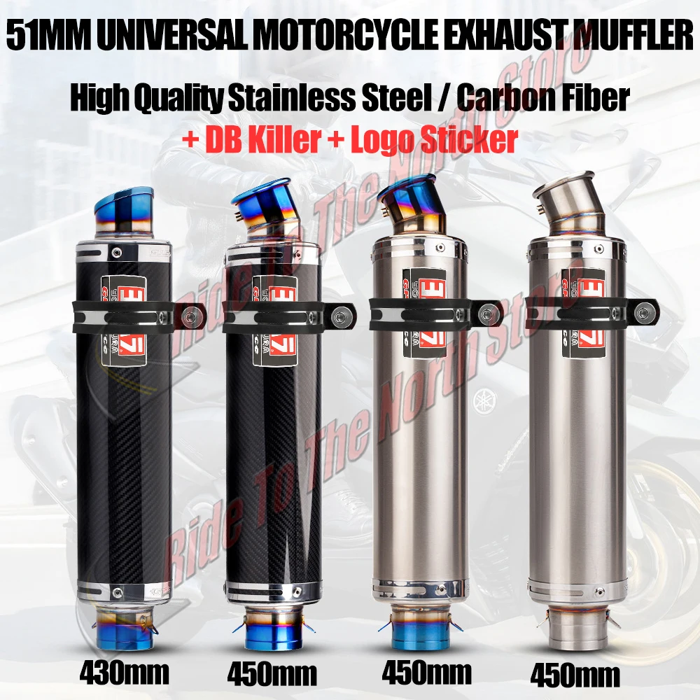 

Универсальный интерфейс 51 мм, углеродный/нержавеющий глушитель Yoshi для мотоцикла Ninjia250 400 Z900 R1 R3 R6 CB650R S1000RR ETC