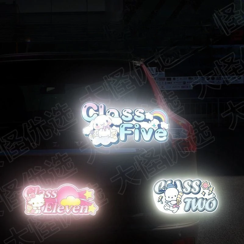 ملصق عاكس لتزيين شخصية السيارة هالو كيتي كورومي، ملصق سيارة كرتوني يحجب الخدش، ملصق تحذير عاكس