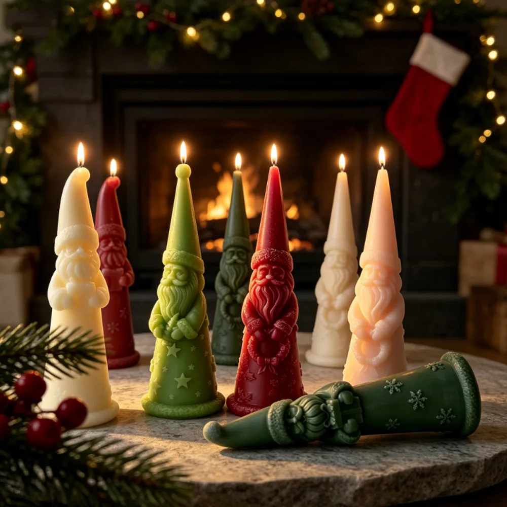 

DIY Santa Claus silicone candle mold, handmade gypsum candle product, Christmas decoration craft, silicone resin mold