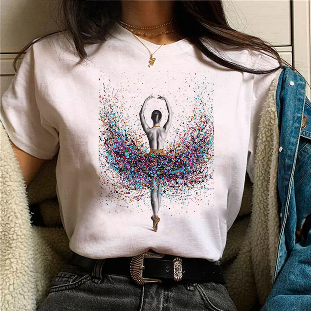 Ballet Dancer top women summer t shirt girl comic clothes