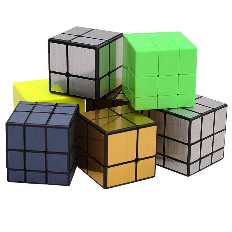 New Qiyi 3x3 Magic Mirror Cube Puzzle 3x3x3 2x2 Silver Gold Stickers Speed Cubes Professional Learning Toys For Children Gift