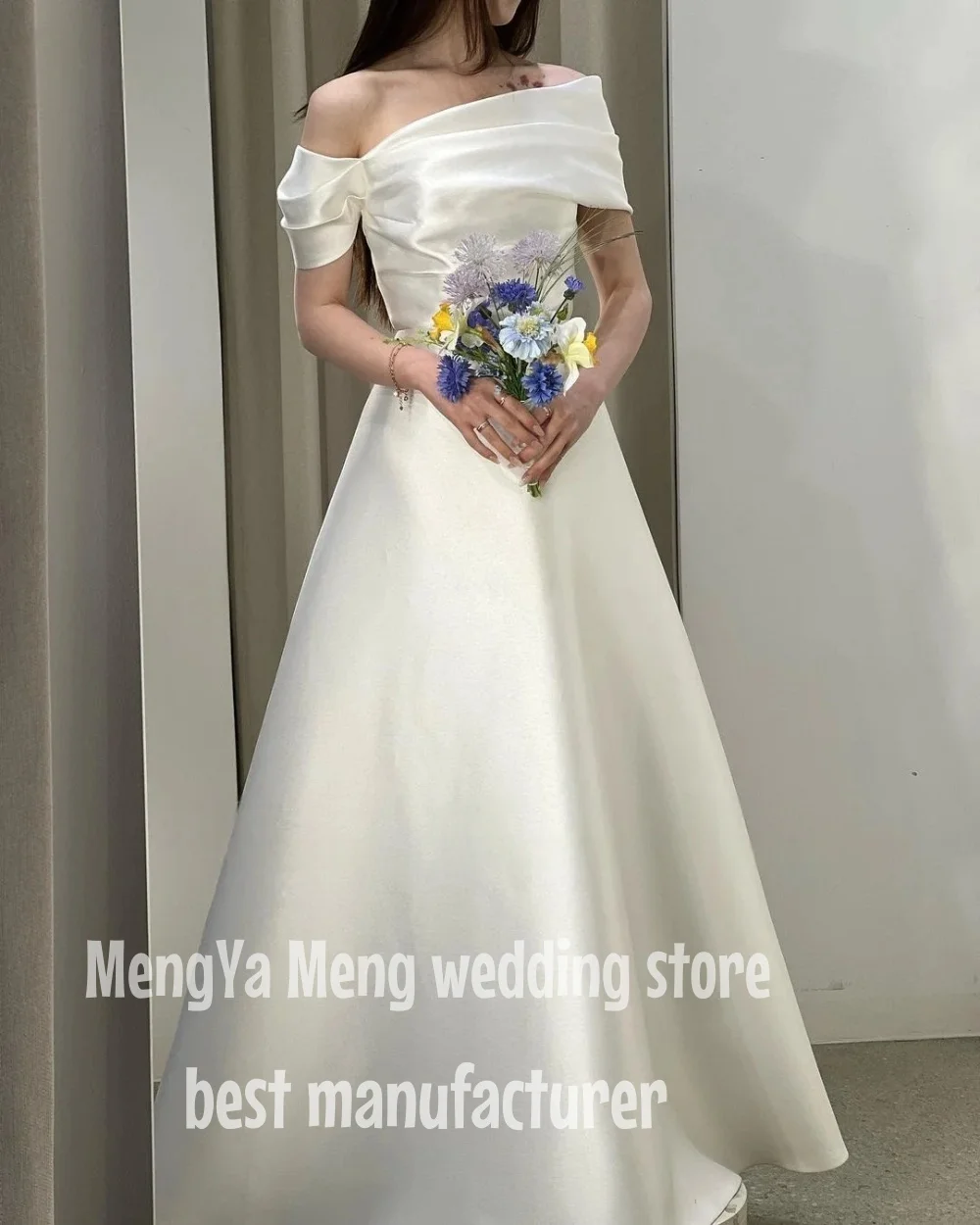 ZHUISHU 2025 Korea Off-Shoulder Simple Wedding Dress A-Line Satin Custom Made Formal Bride Dress Customized Wedding Gown Bridal