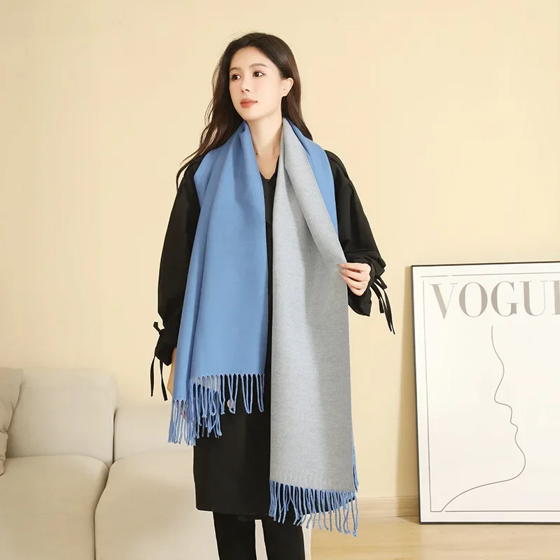 

Luxury Brand Reversible Scarves Tassel Solid Scarfs Cashmere Scarf Women And Men Shawl Wrap Winter Warm Shawl Wraps Pashmina