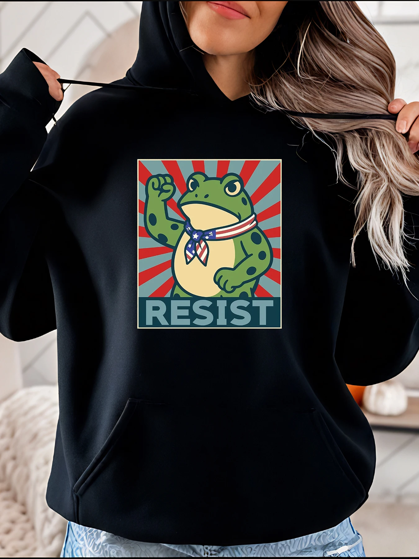 

Толстовка с защитой от лягушки, повседневная толстовка с принтом американского флага, женская модная уличная одежда 280