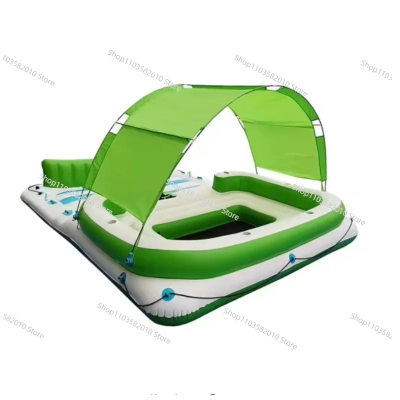 6 People Water Floating Island Pool Giant Lake Leisure Raft Large PVC Inflatable Island for Lake Beach River