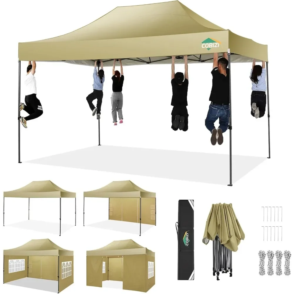 

10x15 Pop up Canopy Gazebo 3.0, Easy up Heavy Duty Canopy with 4 Removable Sidewalls, High Stability, All Weather Sunshade 100%