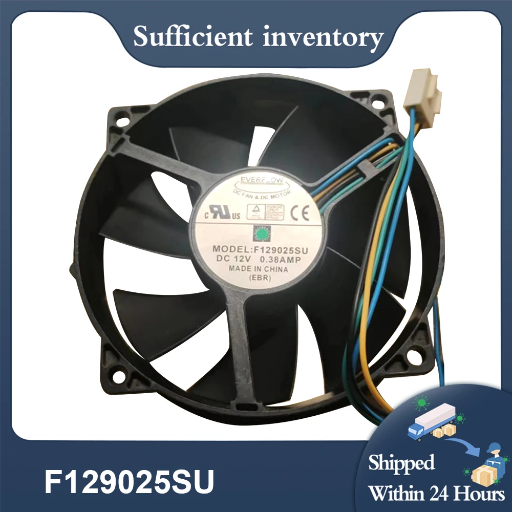 New DC12V 0.38A 4Pin CPU Round Cooling Fan For EVERFLOW F129025SU PWM 9025 90*90*25MM