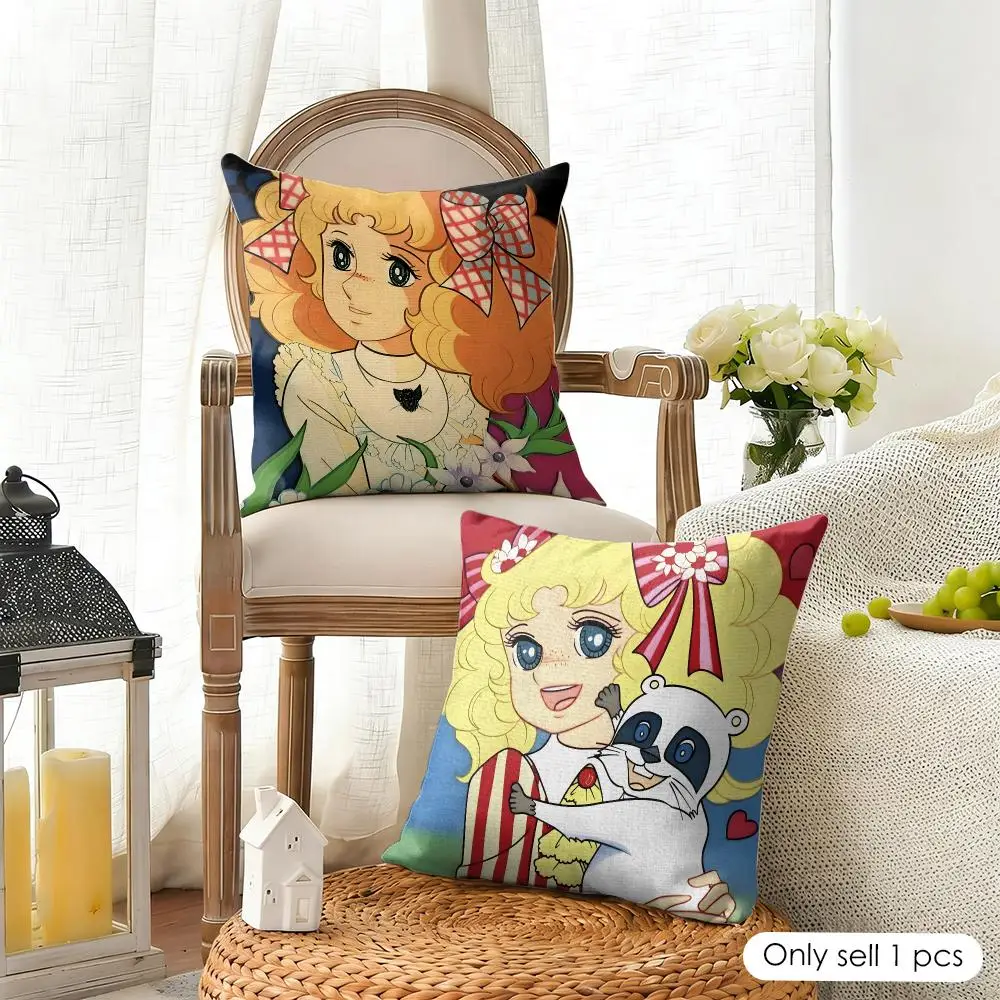 Japanese Anime C-Candy Candy Cushion Cover Linen Square Pillow Case Naturally Durable Hypoallergenic Gentle On Sensitive Skin