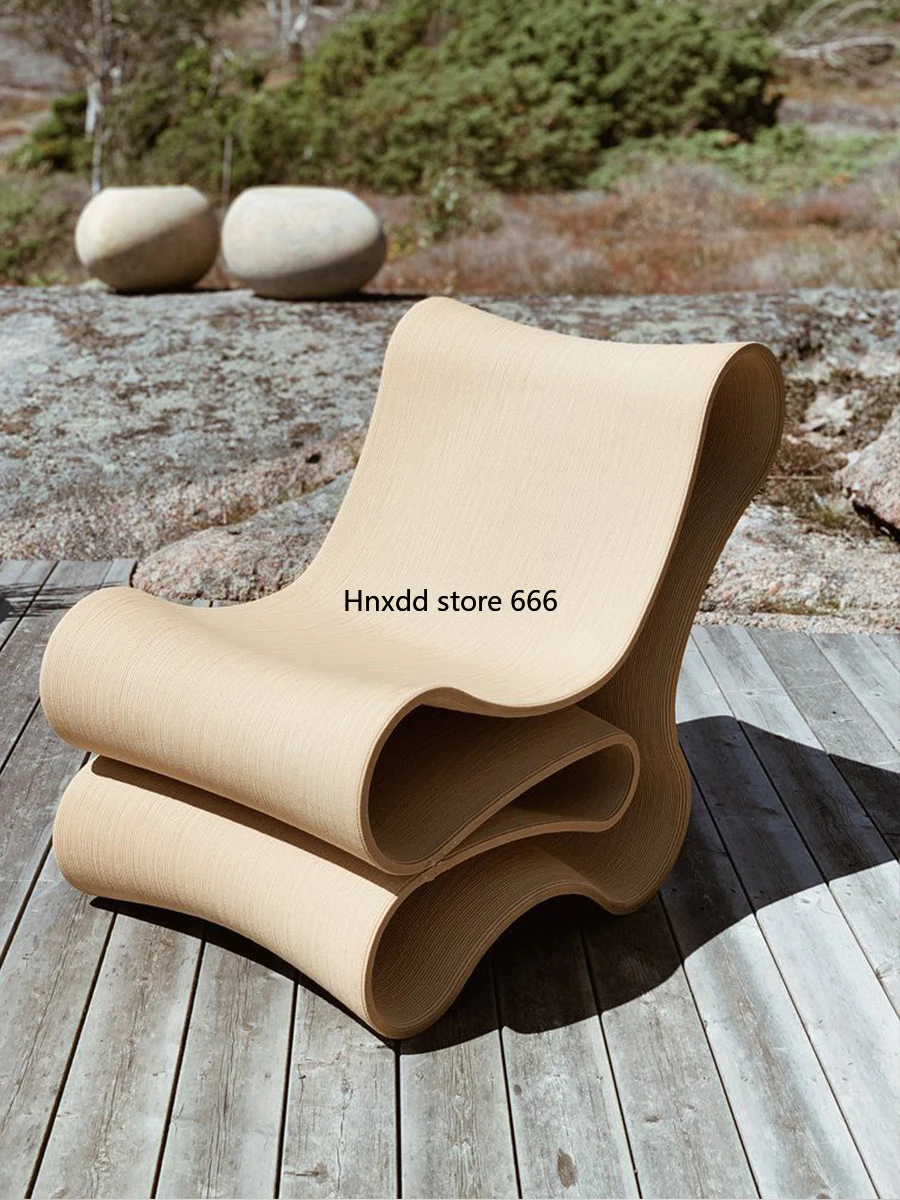 Light luxury fiberglass noodle chair creative special-shaped folding casual backrest fashion curve chair