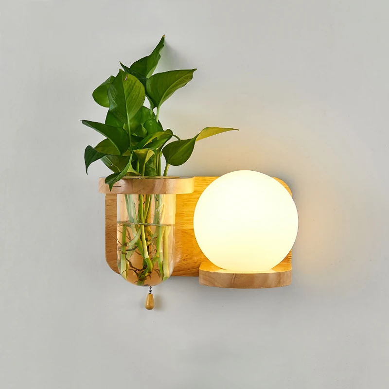 

Nordic Wood Art Wall Lamps Simple Living Room Bedroom Headbed Wall Lamp Indoor Corridor Aisle Balcony Home Decorative Luminaire