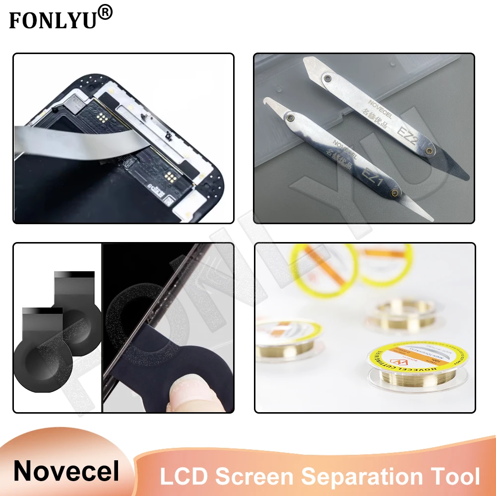 

10pcs 0.05mm 0.08mm 0.1mm Ultra Thin Stainless Disassembly Pry Tool Curved Screen Separating Glass Screen Frame Removal