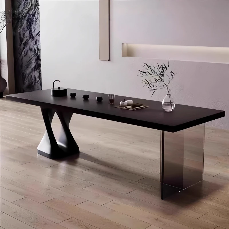 

Solid wood large board tea table and chair combination Modern simple living room Home tea Coffee table Office tea