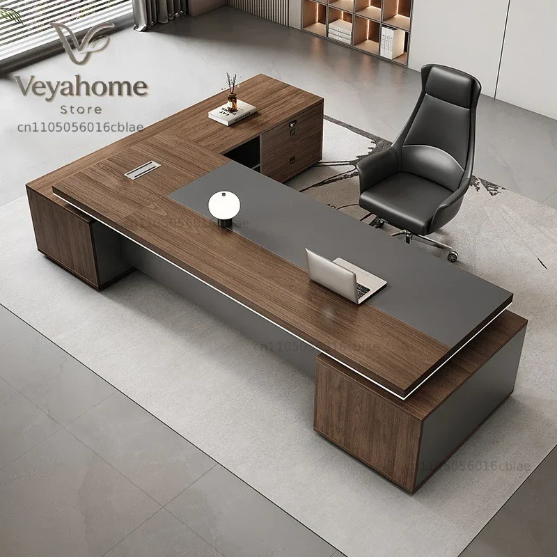 A High Quality Italian Luxury Marble Unique L Shape Wooden Executive Office Desks Ceo Big Boss Table Office Desk